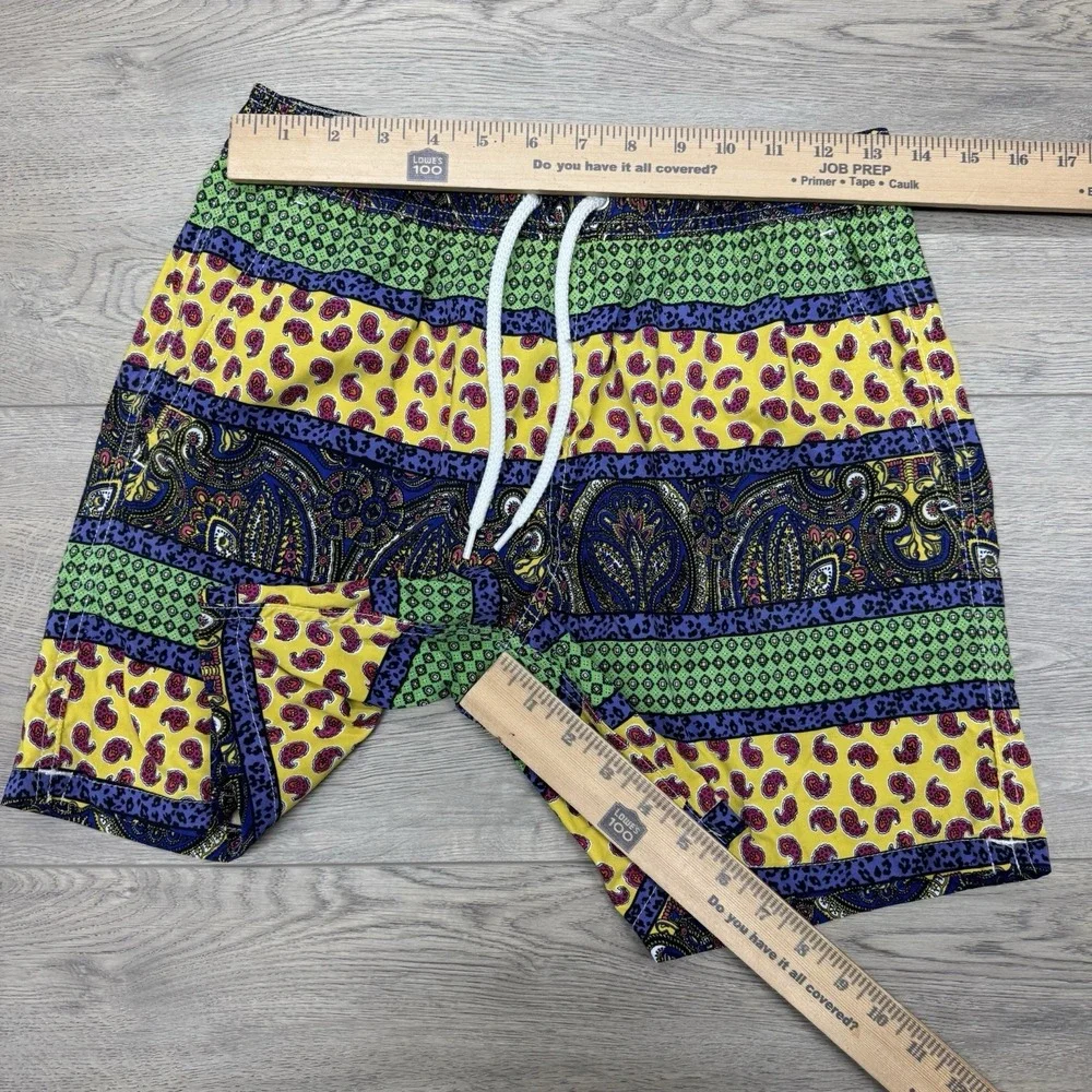 J Crew‎ Men's Paisley Multicolor Bright Swim Trunks Sz S Beach Resort